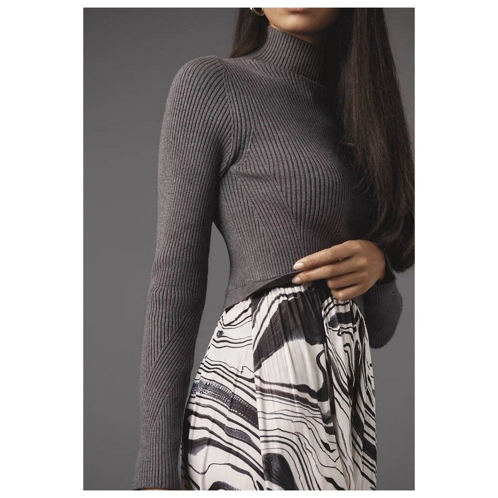 Anthropologie Gray White Thea Twofer Sweater Maxi Dress Size XS - Picture 2 of 12